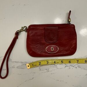 Fossil Red Leather Wristlet